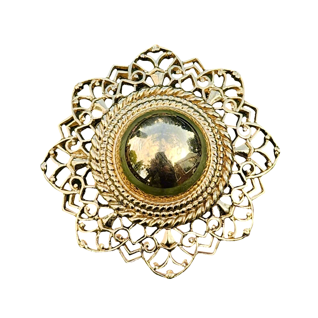 Trifari Brooch Gold Statement Vintage Jewellery Dome Large