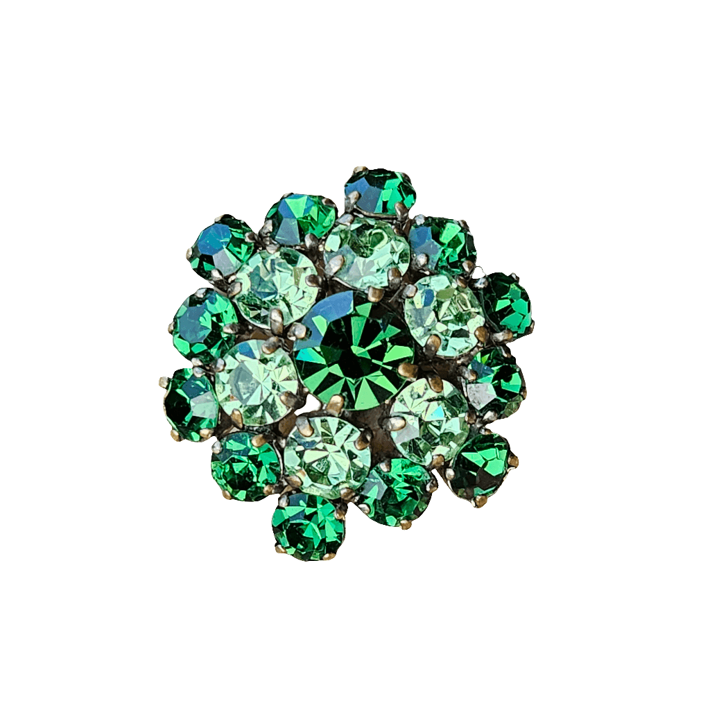 Green Rhinestone Brooch Pretty Glam Jewellery Antique 30s 40s