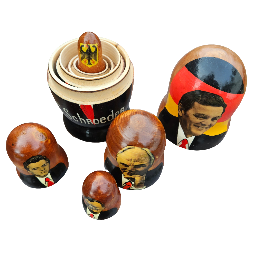 German Stacking Dolls Set Of 5 Wooden Painted Russian Dolls