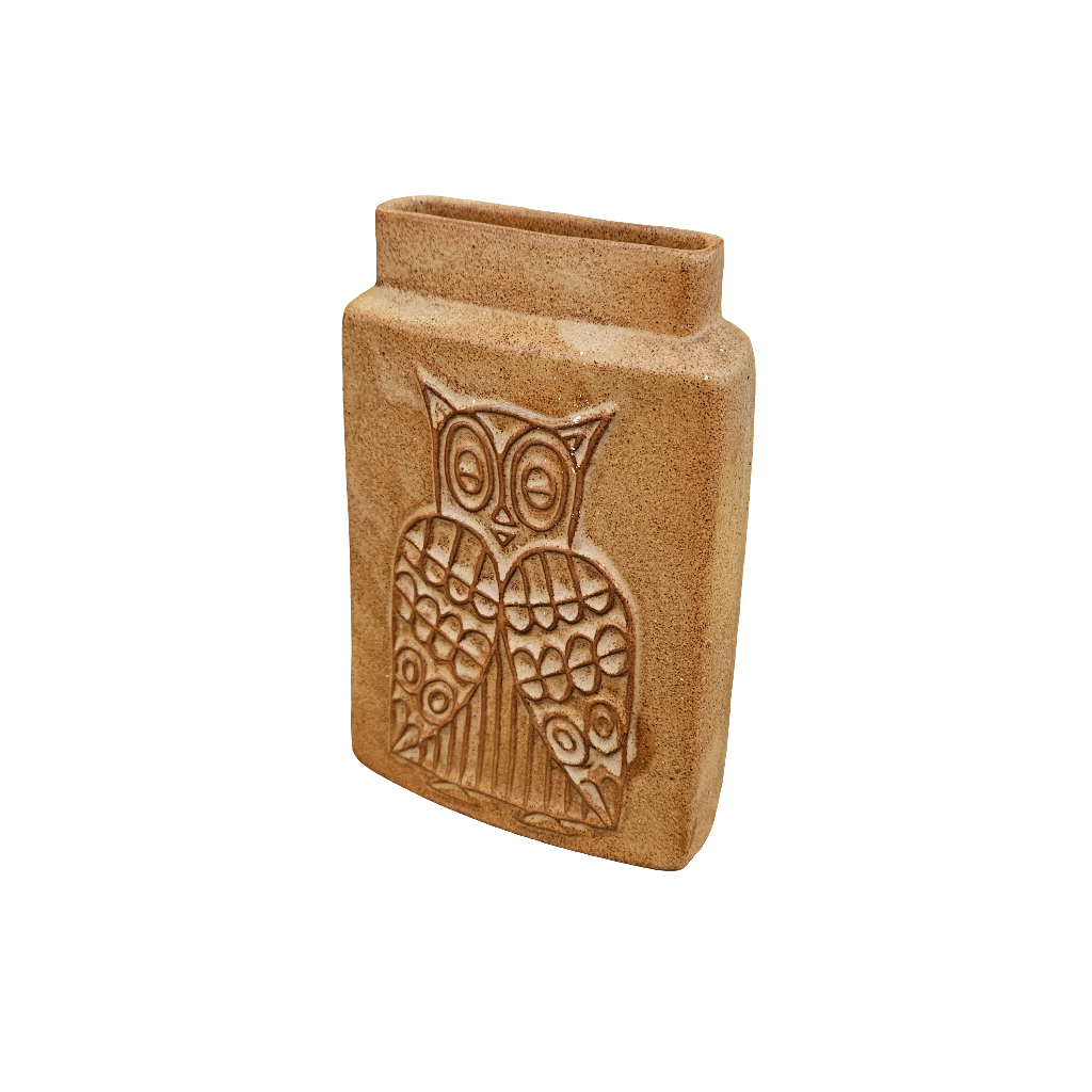The Owl And The Pussycat Vase Vintage Brown Pottery Nursery Kids Room Decor