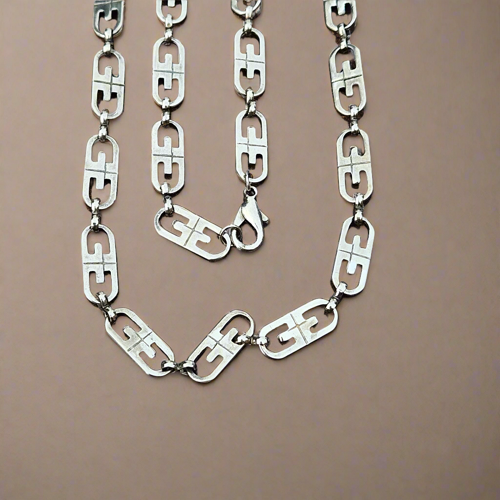 Givenchy G Link Silver Necklace Jewellery Vintage 80s Chain