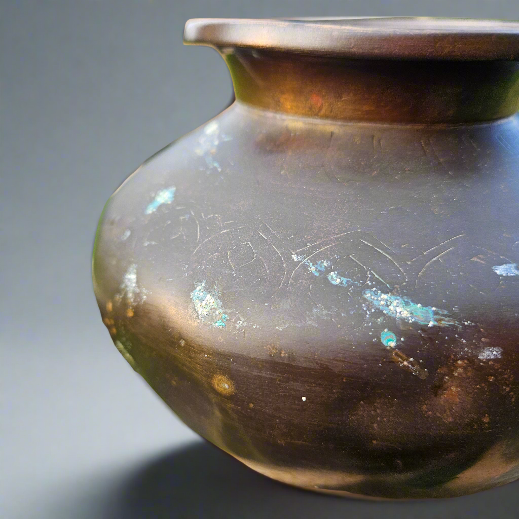 Early 19th Century Antique Bronze Tibetan Holy Water Vase Pot Tibet