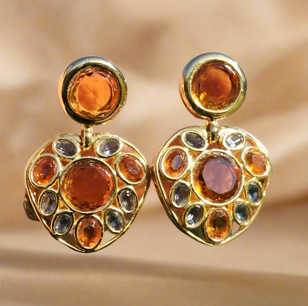 David Grau Vintage Clip On Earrings Large Gold Statement 80s