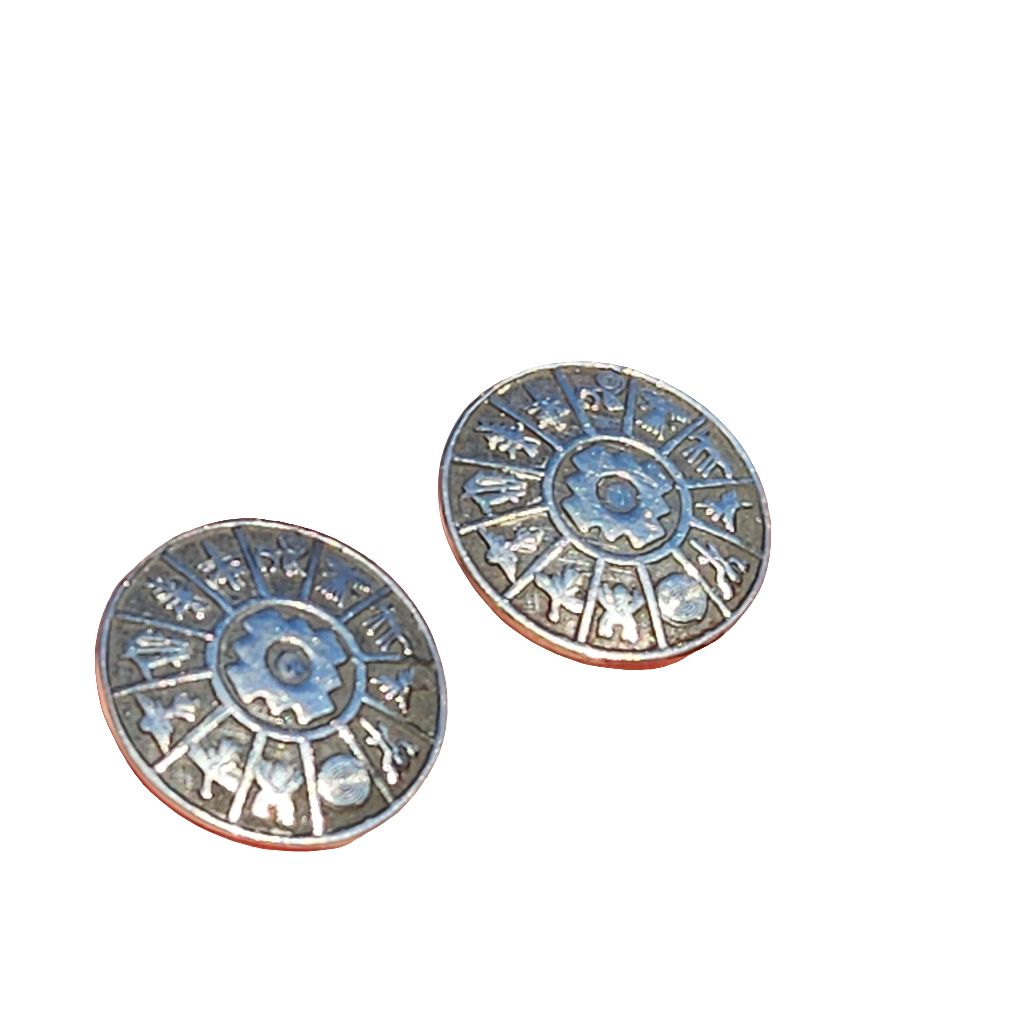 Zodiac Earrings 950 Sterling Silver Vintage Clip On Astrology Jewellery