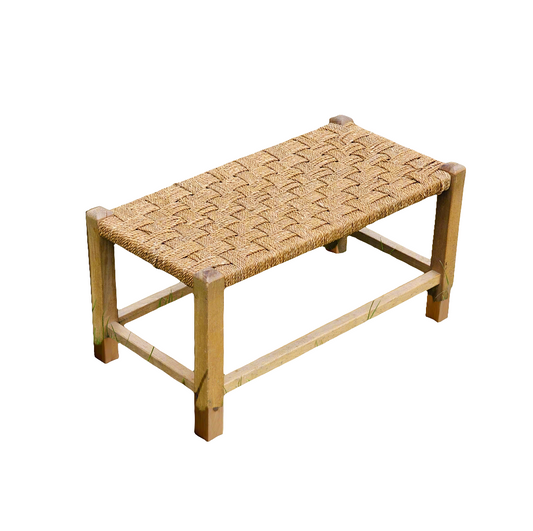 Vintage Woven Double Width Rattan Top Foot Stool Rattan Furniture