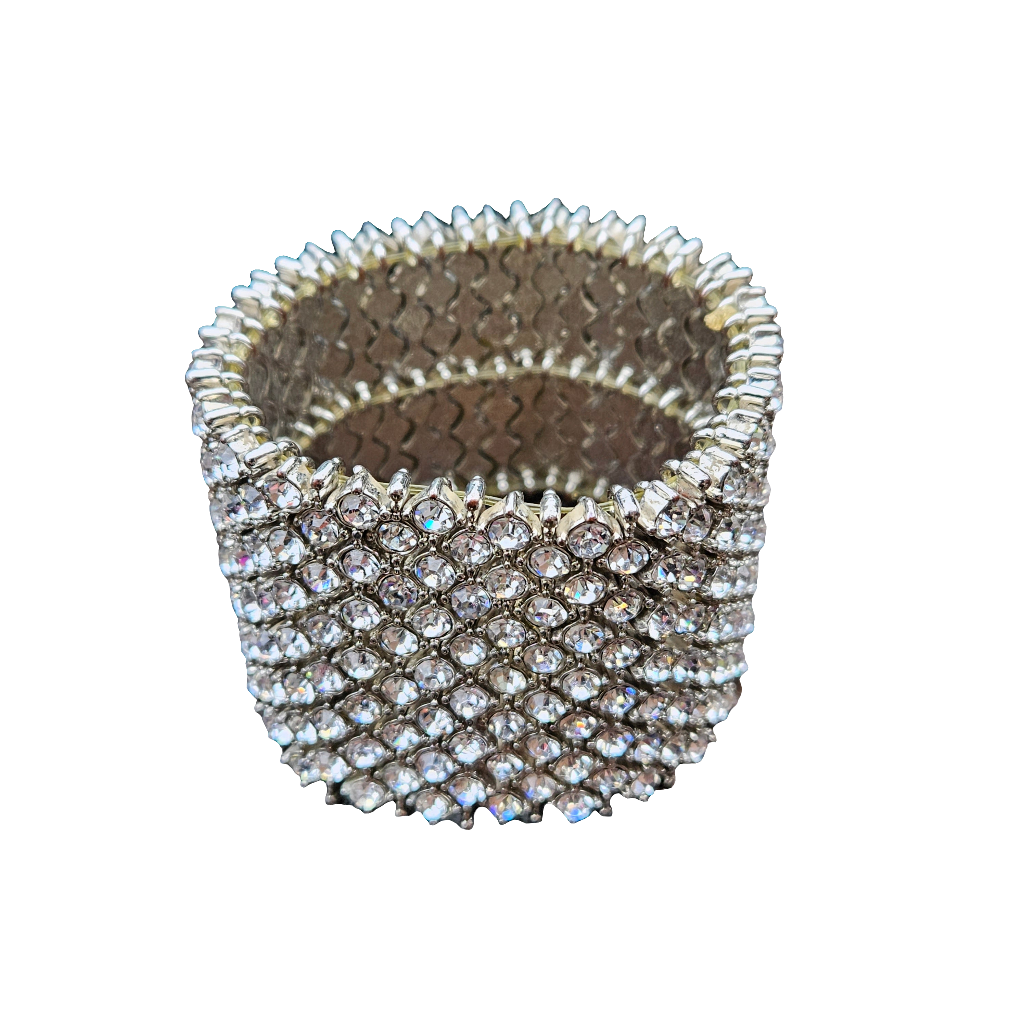 Wide Crystal Cuff Bracelet Amazing Heavy Quality Jewellery Stunning Bangle