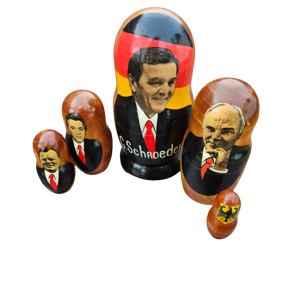 German Stacking Dolls Set Of 5 Wooden Painted Russian Dolls
