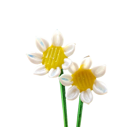 Glass Daisy Single Stem Vintage 60s Decor Flowers