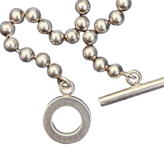 Gucci Boule Silver Ball Chain Bar Bracelet Hallmarked 925