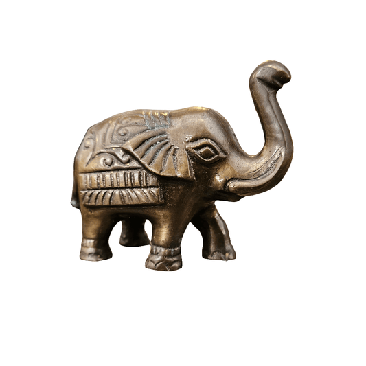 Old Brass Elephant Ornament Heavy Solid Figurine Vintage Ethnic Decor