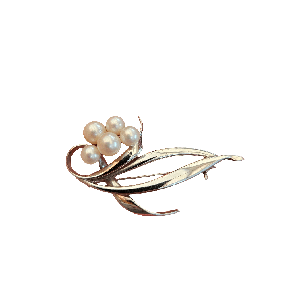 Mikimoto Pearl Brooch 925 Sterling Silver Pin Japan NHK Cluster Stylish Pin