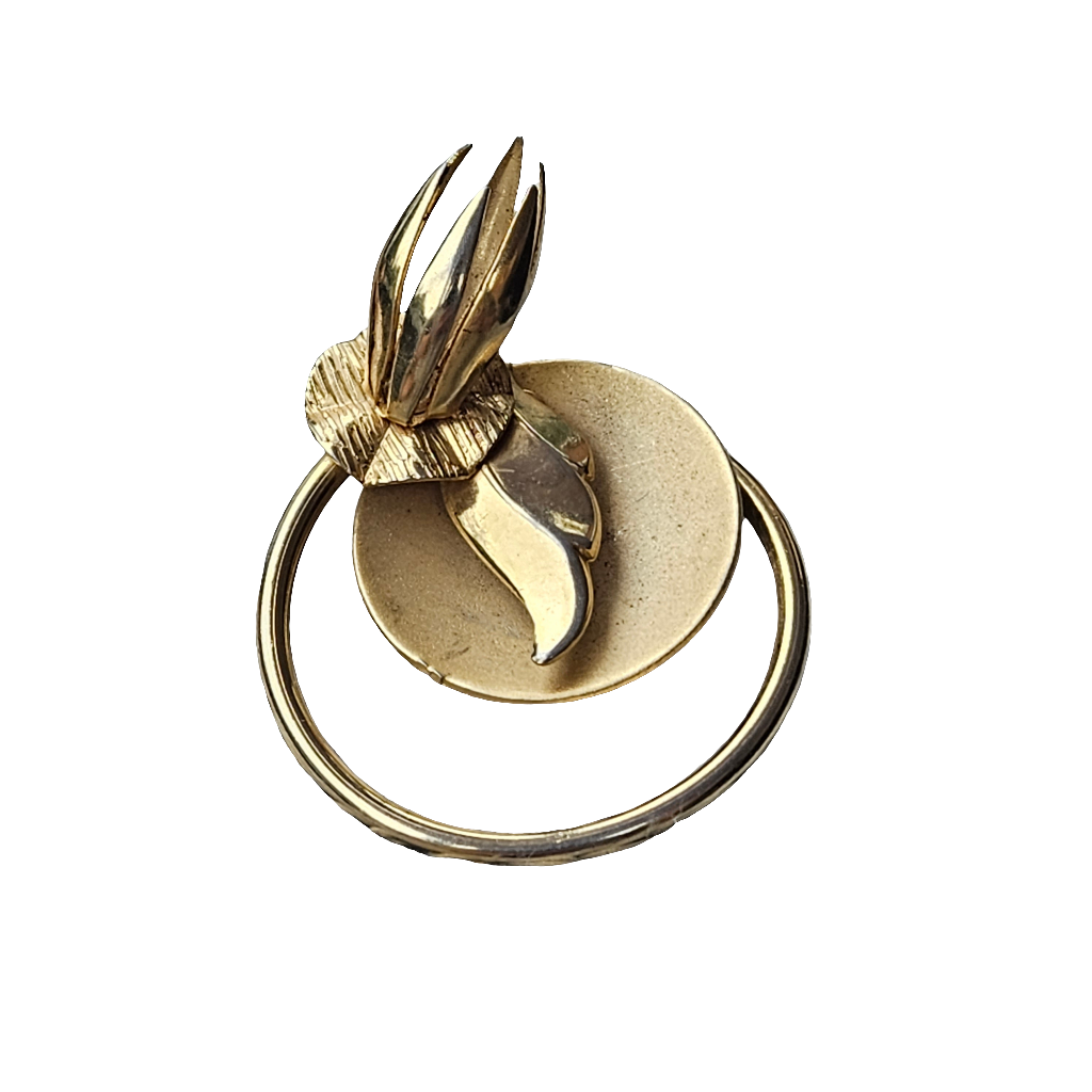 Lily Pad Brooch Pin Gold Tone Matte Flower Jewellery Stylish 80s