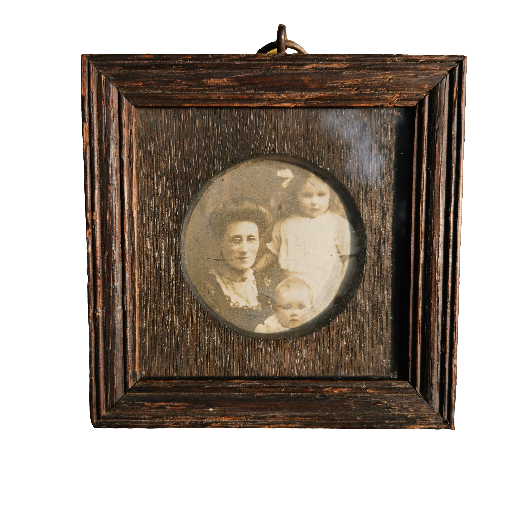 Old Family Portrait Photograph 1800s Framed Small Curiosity Antique