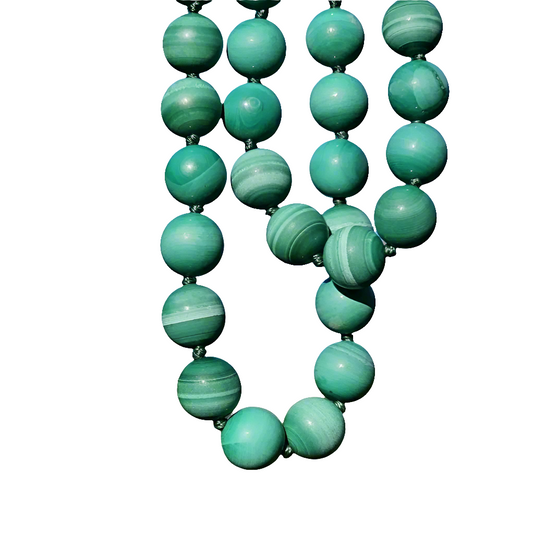 Malachite Bead Necklace Gemstone Hand Knotted Beads