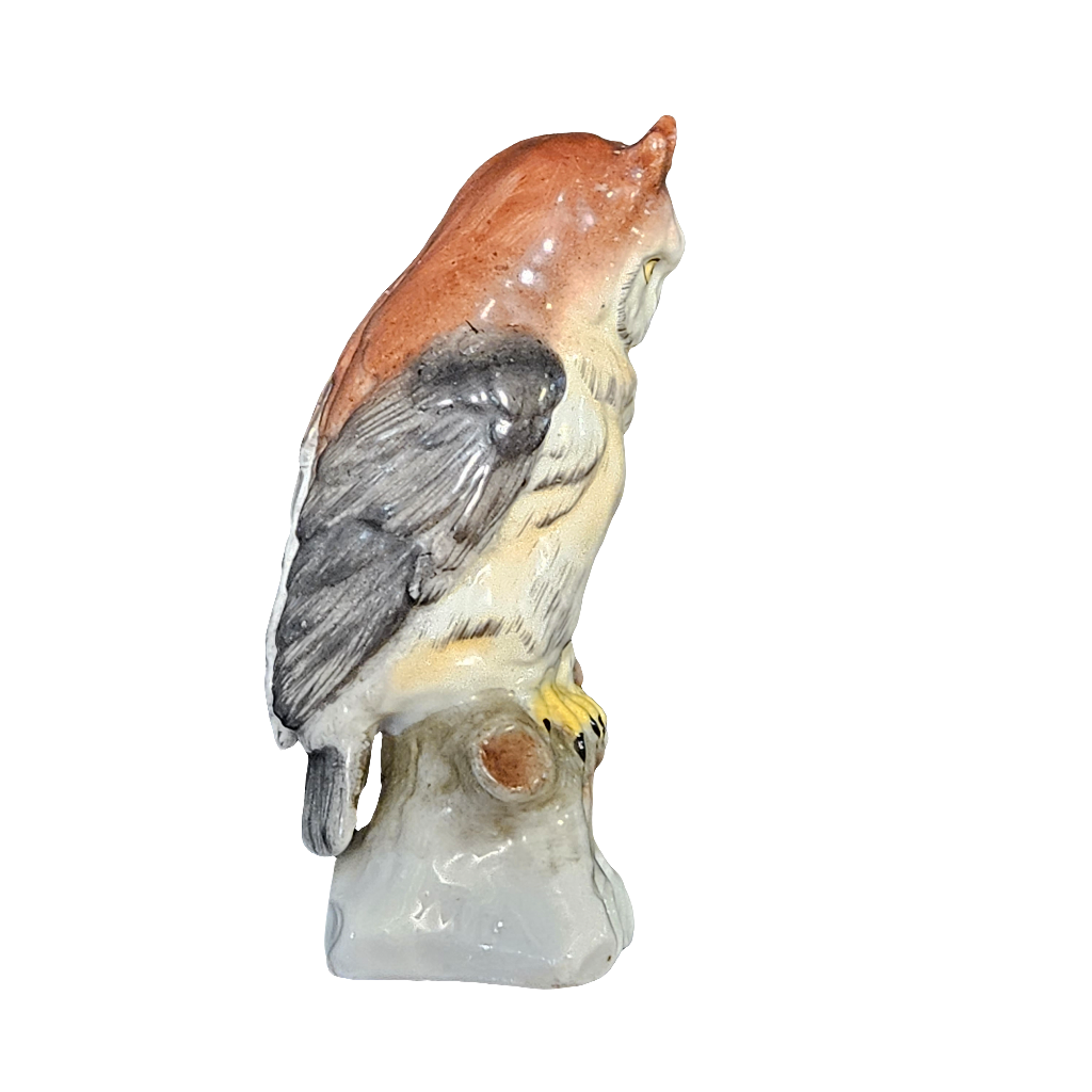 Chelsea Pottery Antique Porcelain Owl Bird Gold Anchor Mark 18th Century