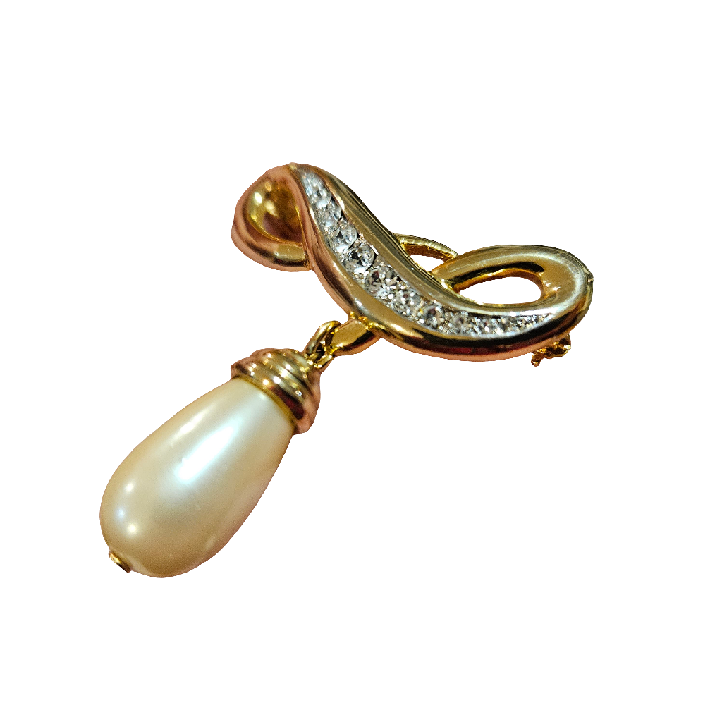 Pearl Drop Brooch Vintage Gold Crystal Pin Jewellery Accessories