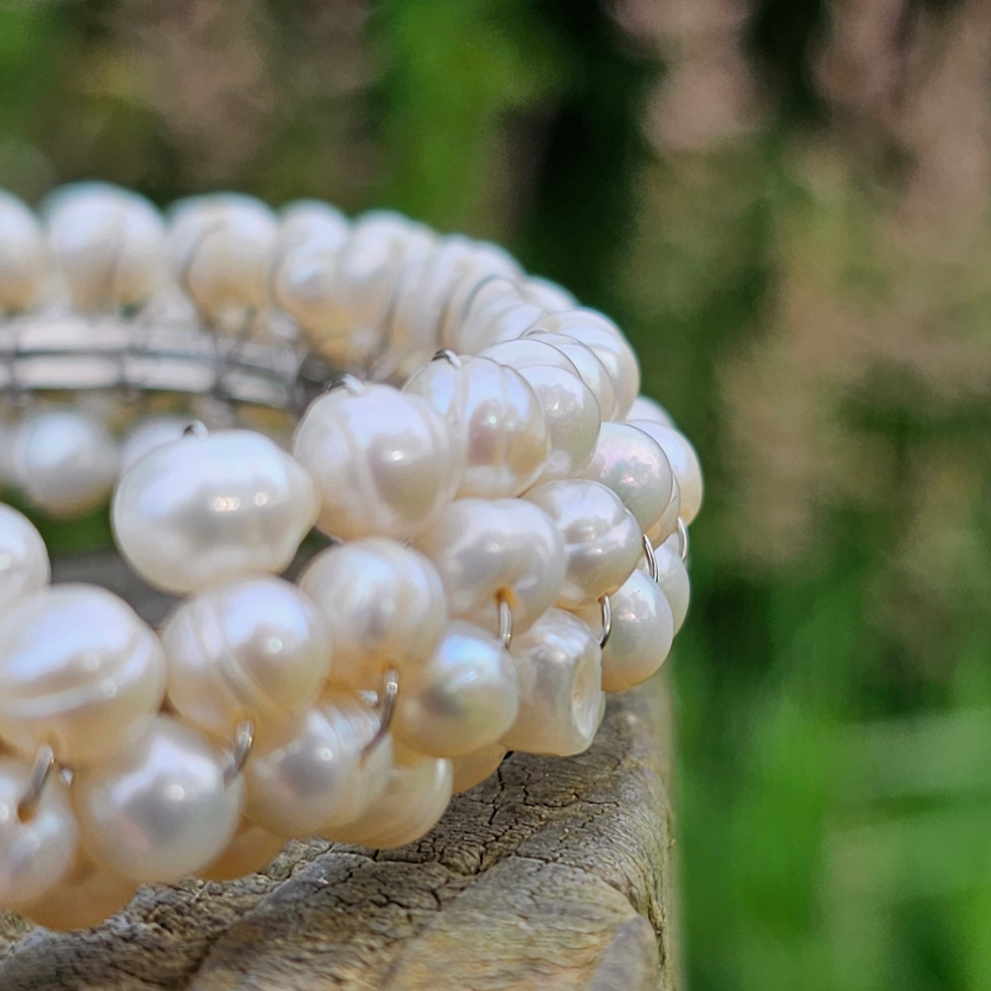 Freshwater Pearl Bangle Adjustable Bridal Bracelet