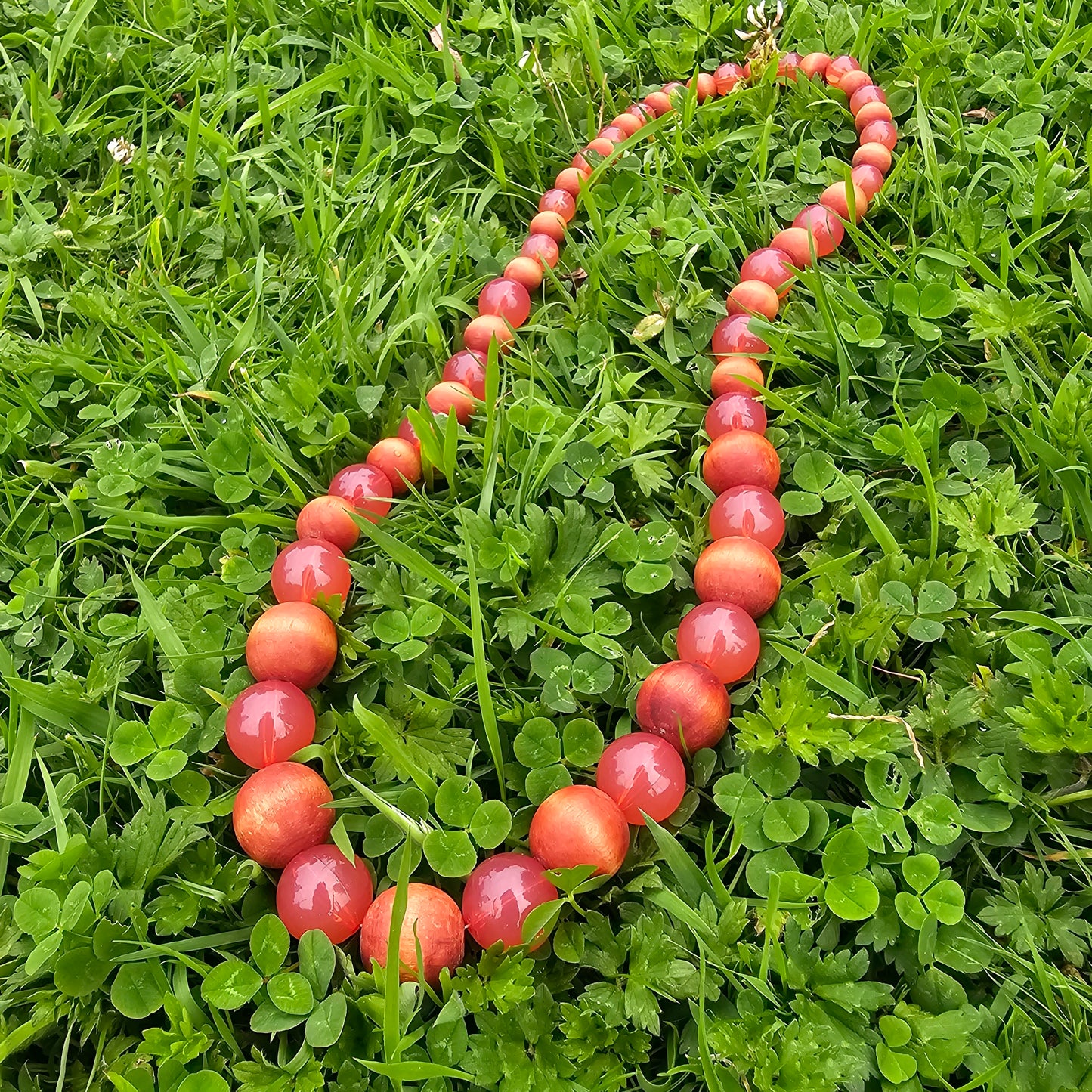 Faux Gemstone Beads Vintage Necklace Pink Orange