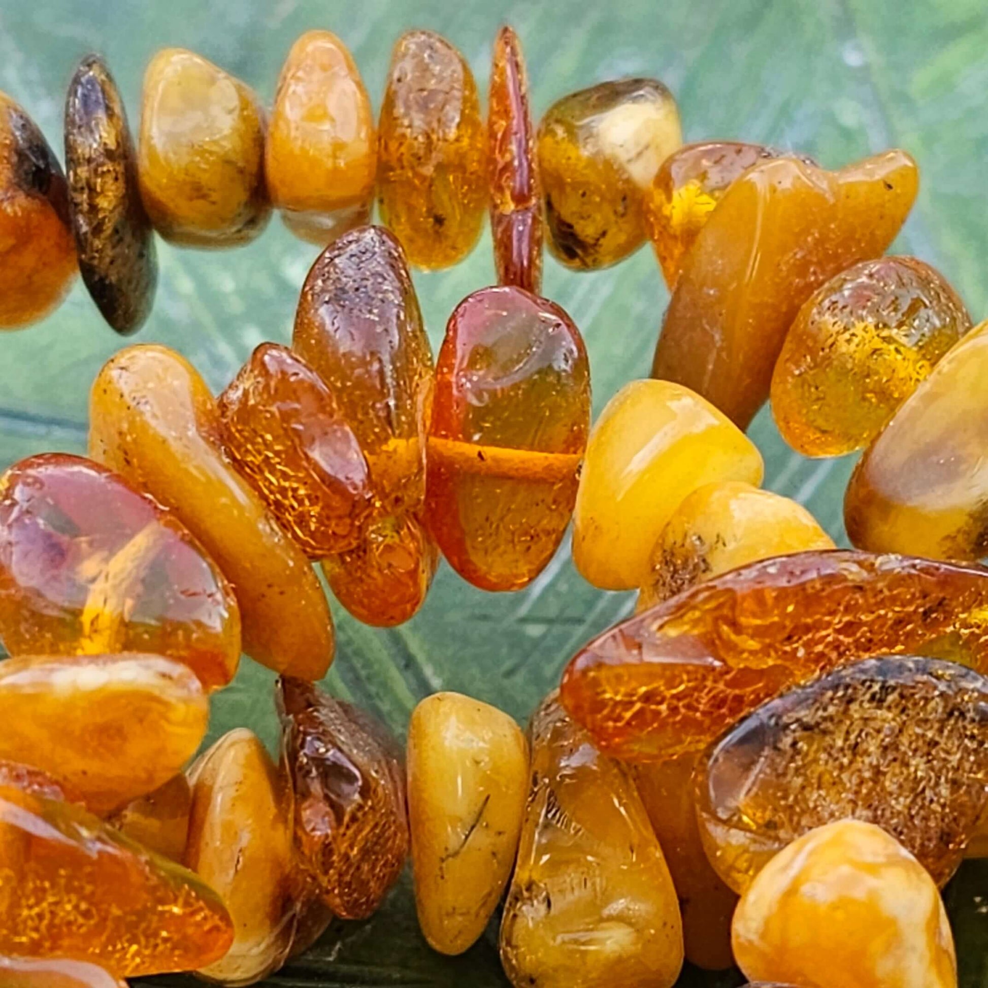 Beautiful Antique Amber Chip Necklace Sterling Silver Clasp