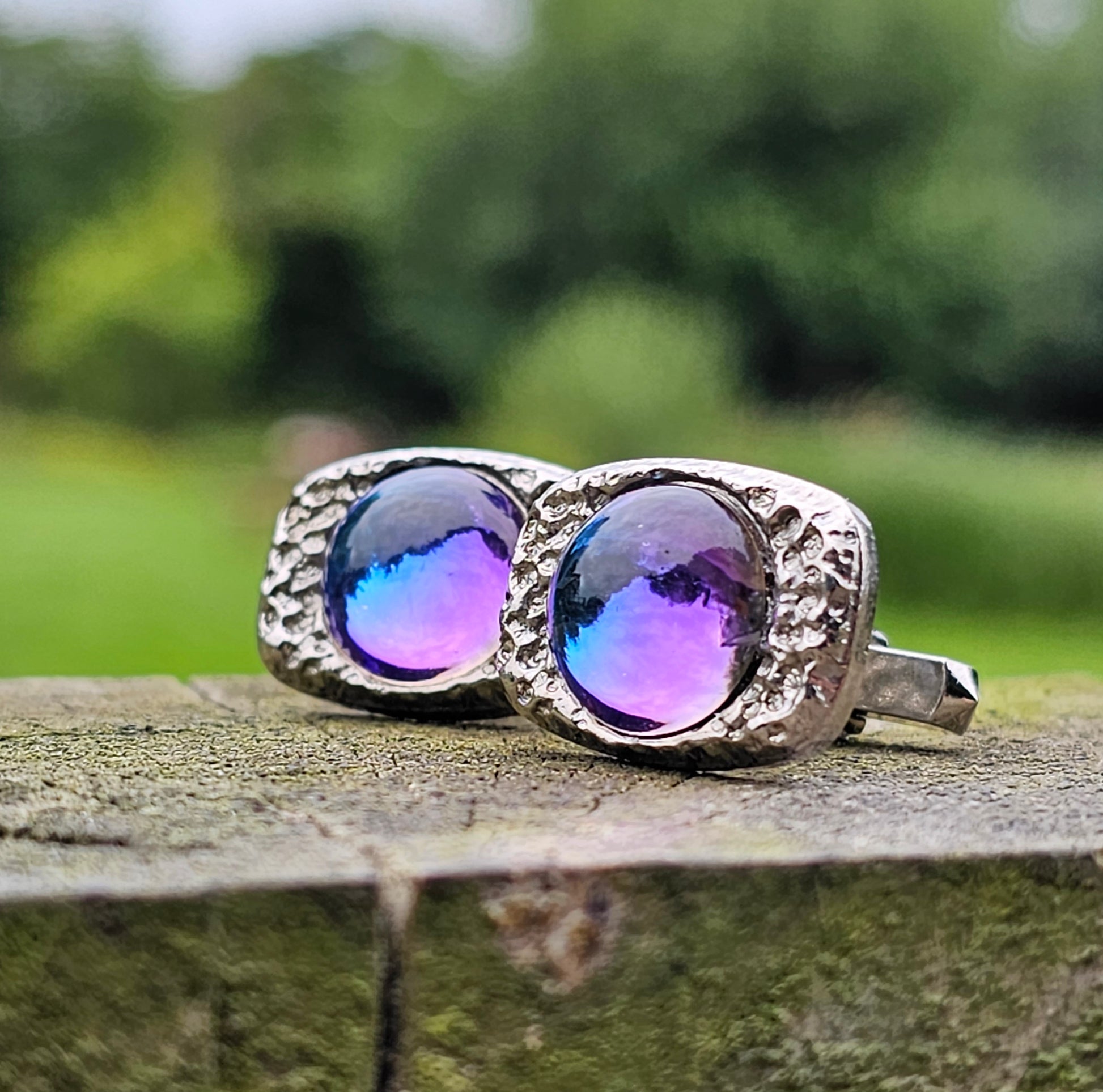 Prism Glass Cufflinks Silver Tone Mcm Vintage Retro gifts for men