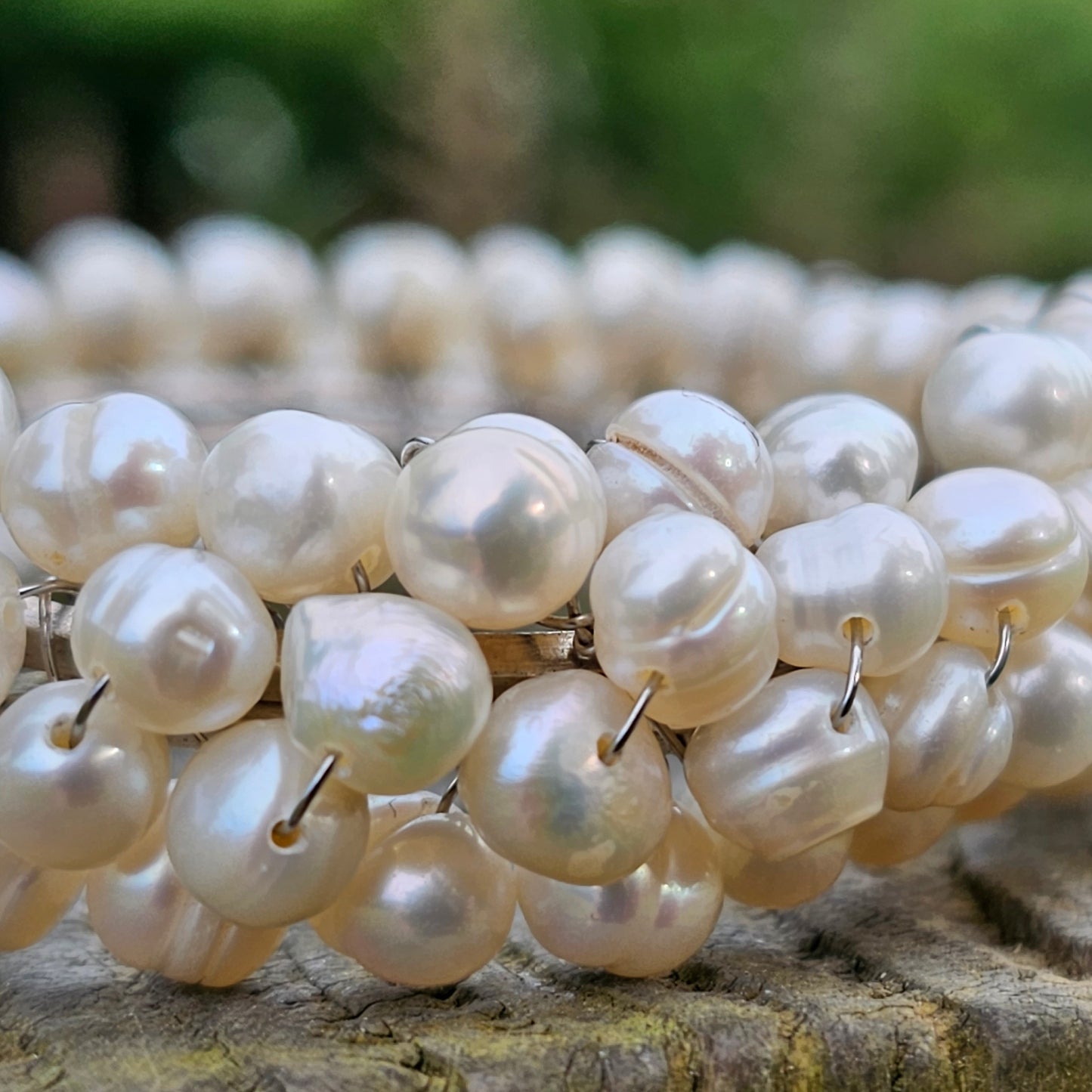 Freshwater Pearl Bangle Adjustable Bridal Bracelet