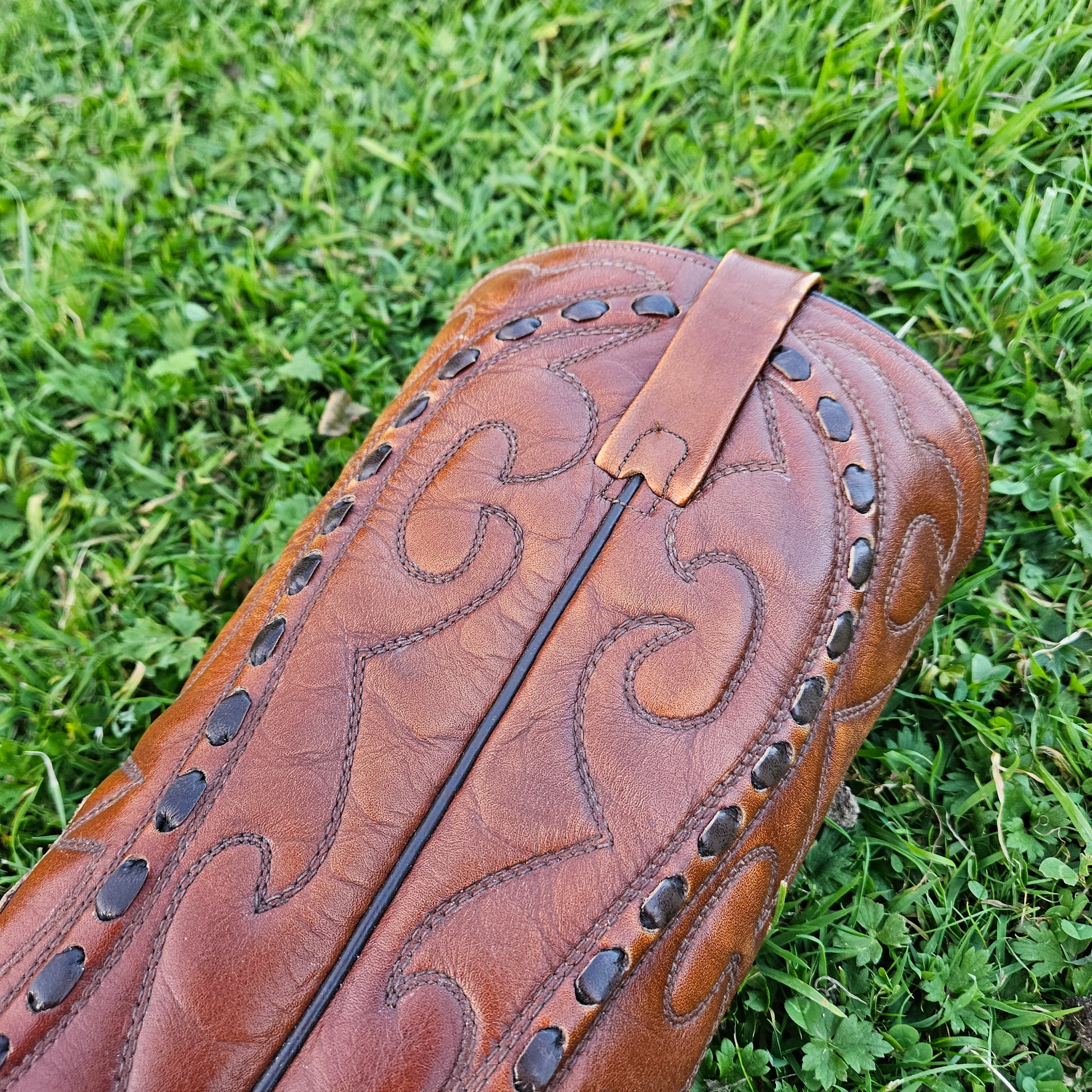 Genuine Cowboy Boots American Vintage Shoes Brown Leather Size 8D