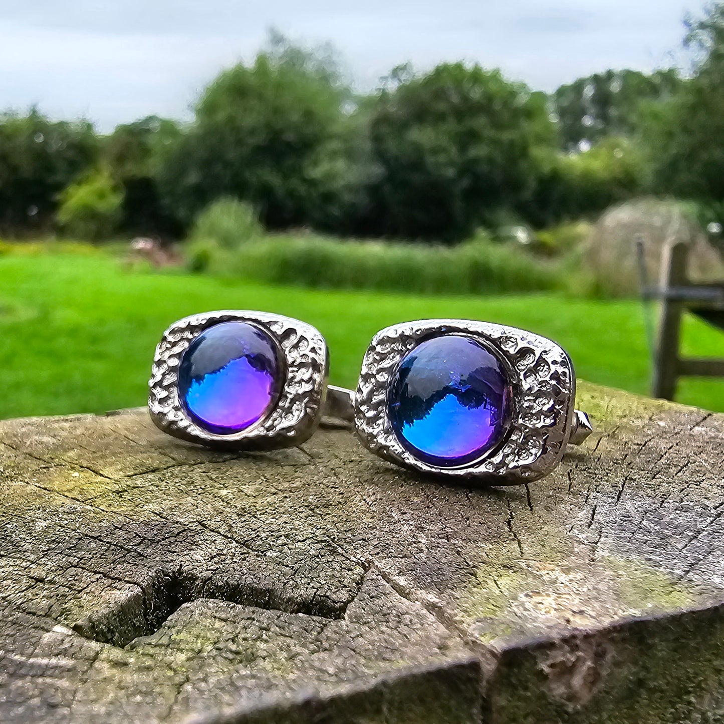 Prism Glass Cufflinks Silver Tone Mcm Vintage Retro