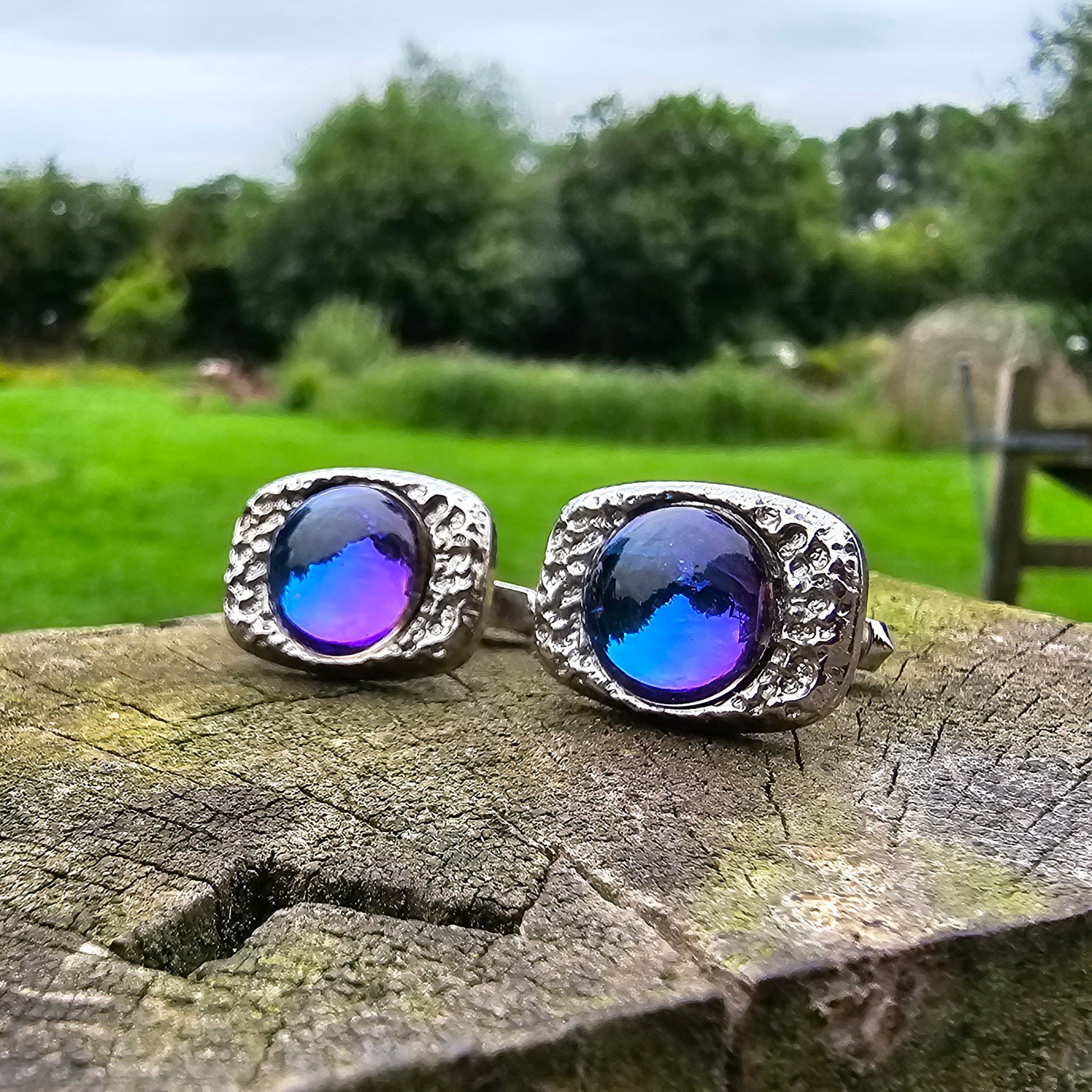 Prism Glass Cufflinks Silver Tone Mcm Vintage Retro