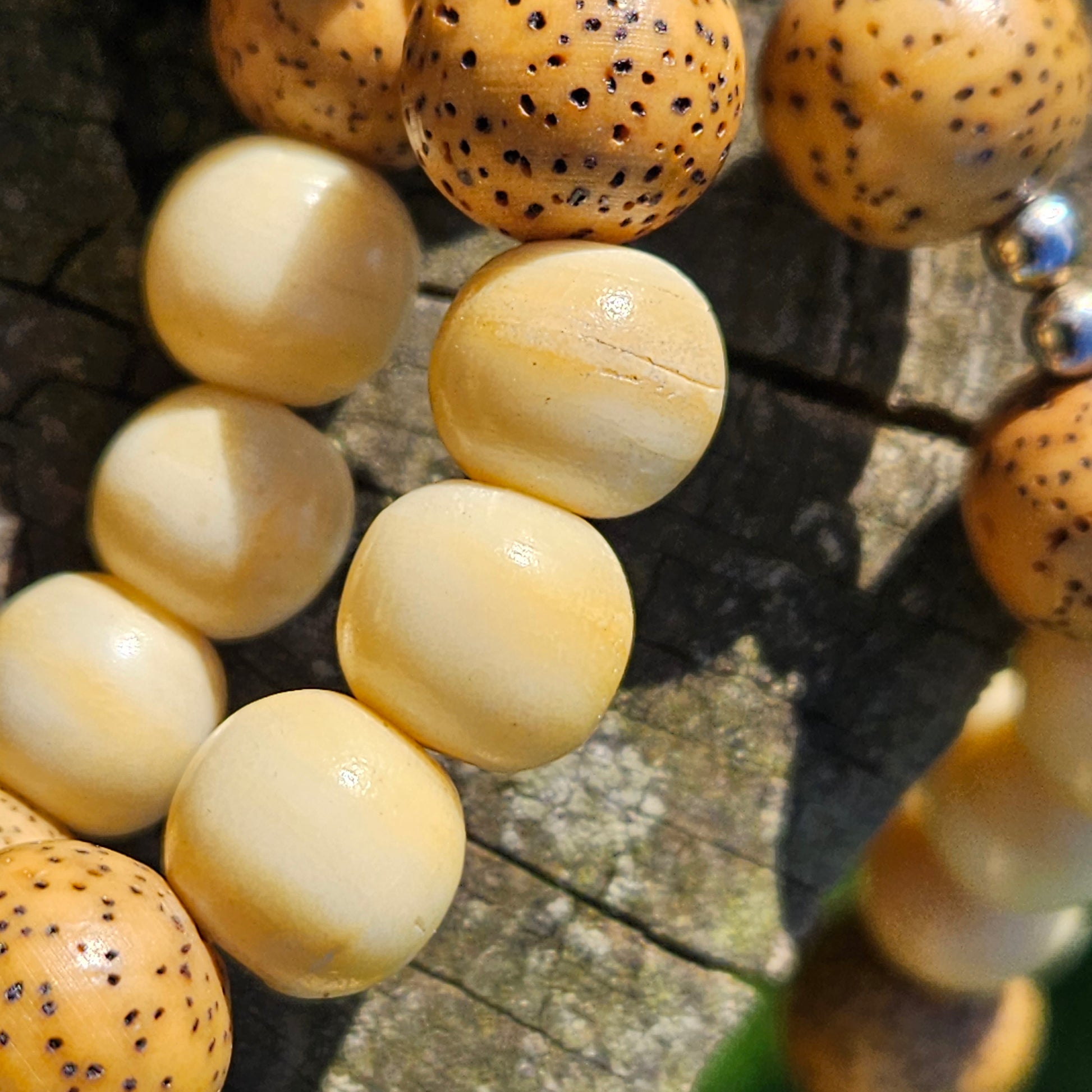 Bodhi Buddha Mala Beads Prayer Necklace Ivory Colour Bone Lotus Seed