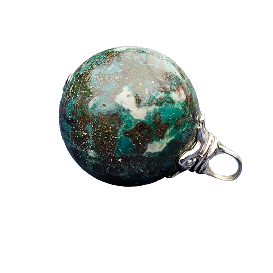 Large 925 Sterling Silver Precious Gemstone Fob Pendant Green Blue