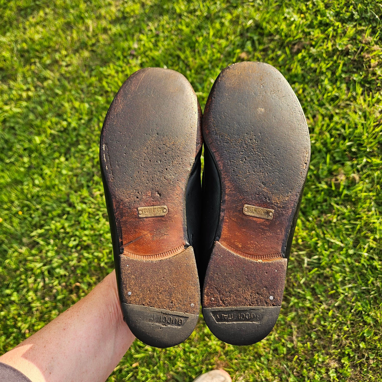 Genuine Gucci Horsebit Loafers Vintage Shoes Black Leather Size 39