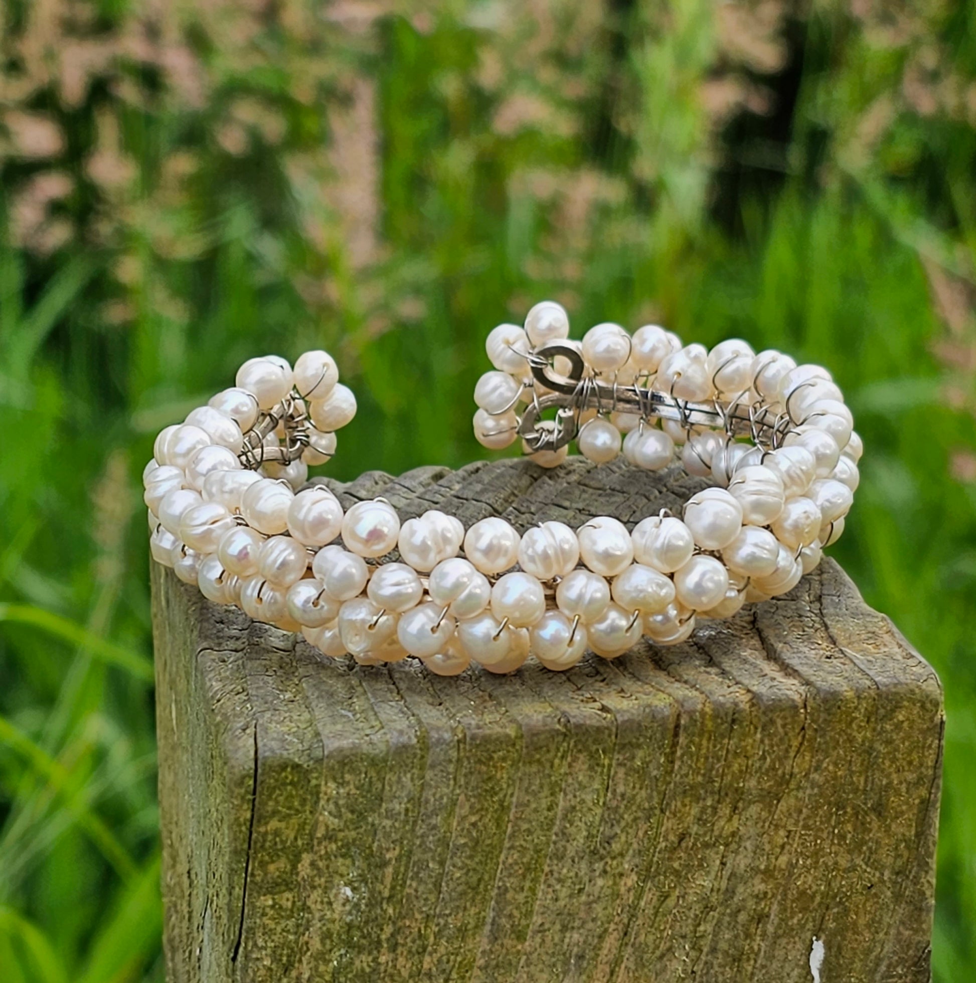 Freshwater Pearl Bangle Adjustable Bridal Bracelet jewellery 