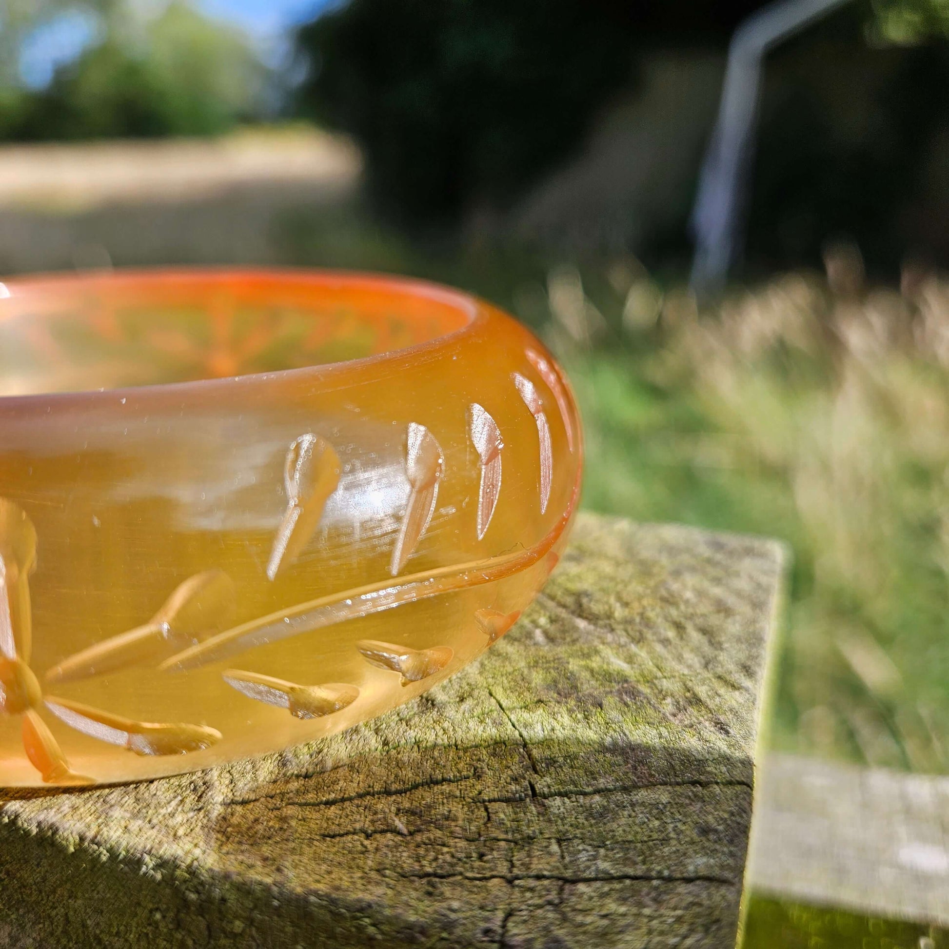 Carved Apple Juice Bakelite Bangle Vintage Bracelet Jewellery