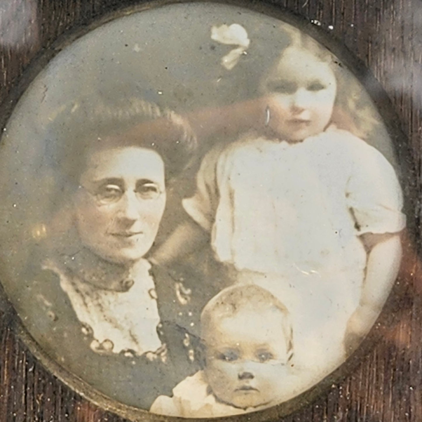 Old Family Portrait Photograph 1800s Framed Small Curiosity Antique