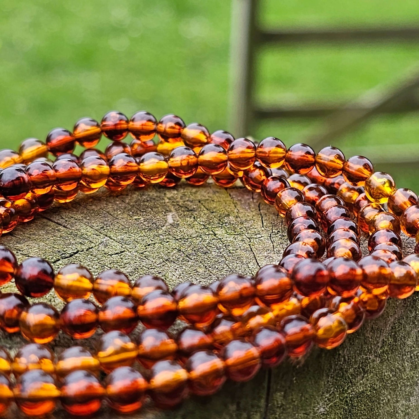 Faux Amber Beads Long Vintage Necklace Boho Style