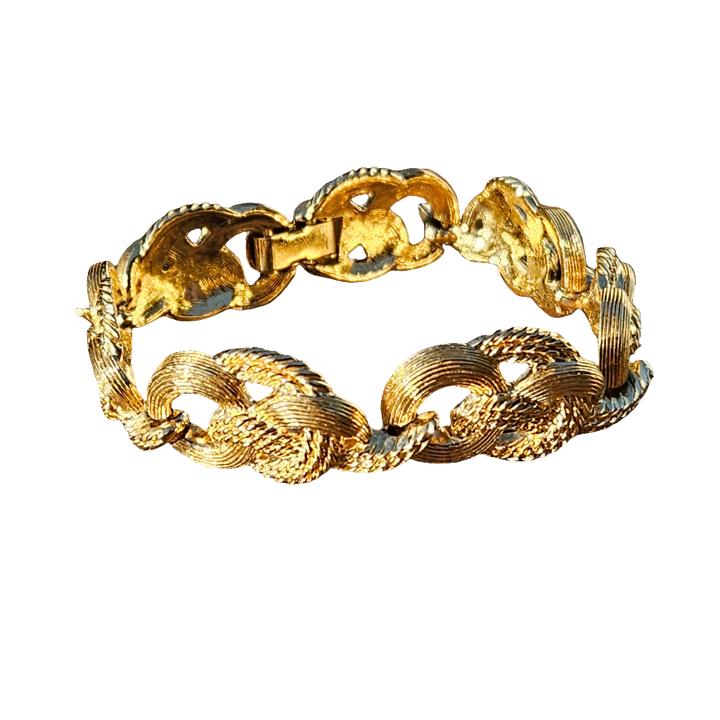 Amazing Vintage Gold Tone Bracelet Knot Rope Retro 80s Jewellery