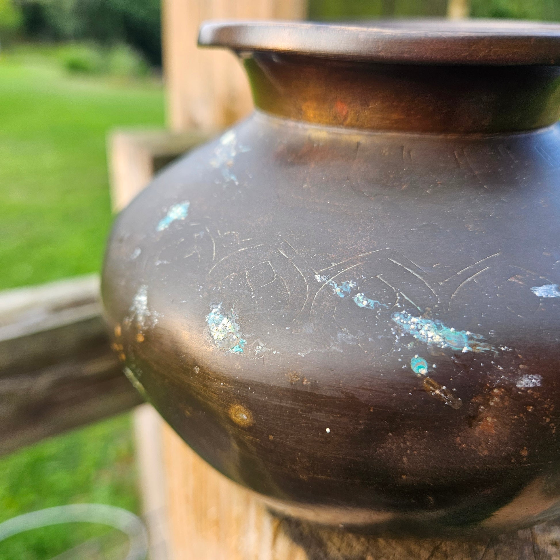 Early 19th Century Antique Bronze Tibetan Holy Water Vase Pot Tibet
