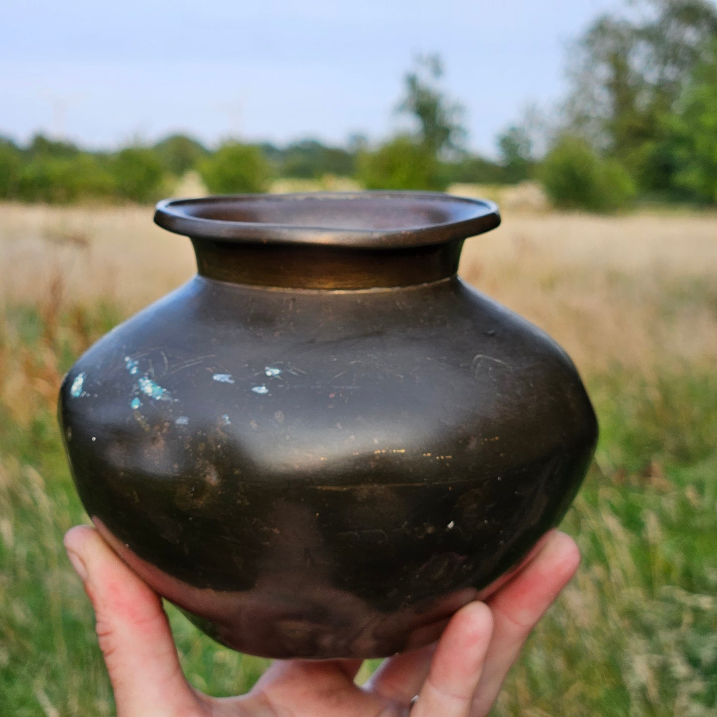 Early 19th Century Antique Bronze Tibetan Holy Water Vase Pot Tibet