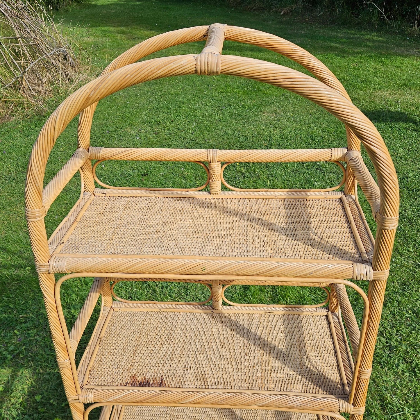 Vintage Bamboo Shelving Unit Wicker Bentwood Furniture Bookcase