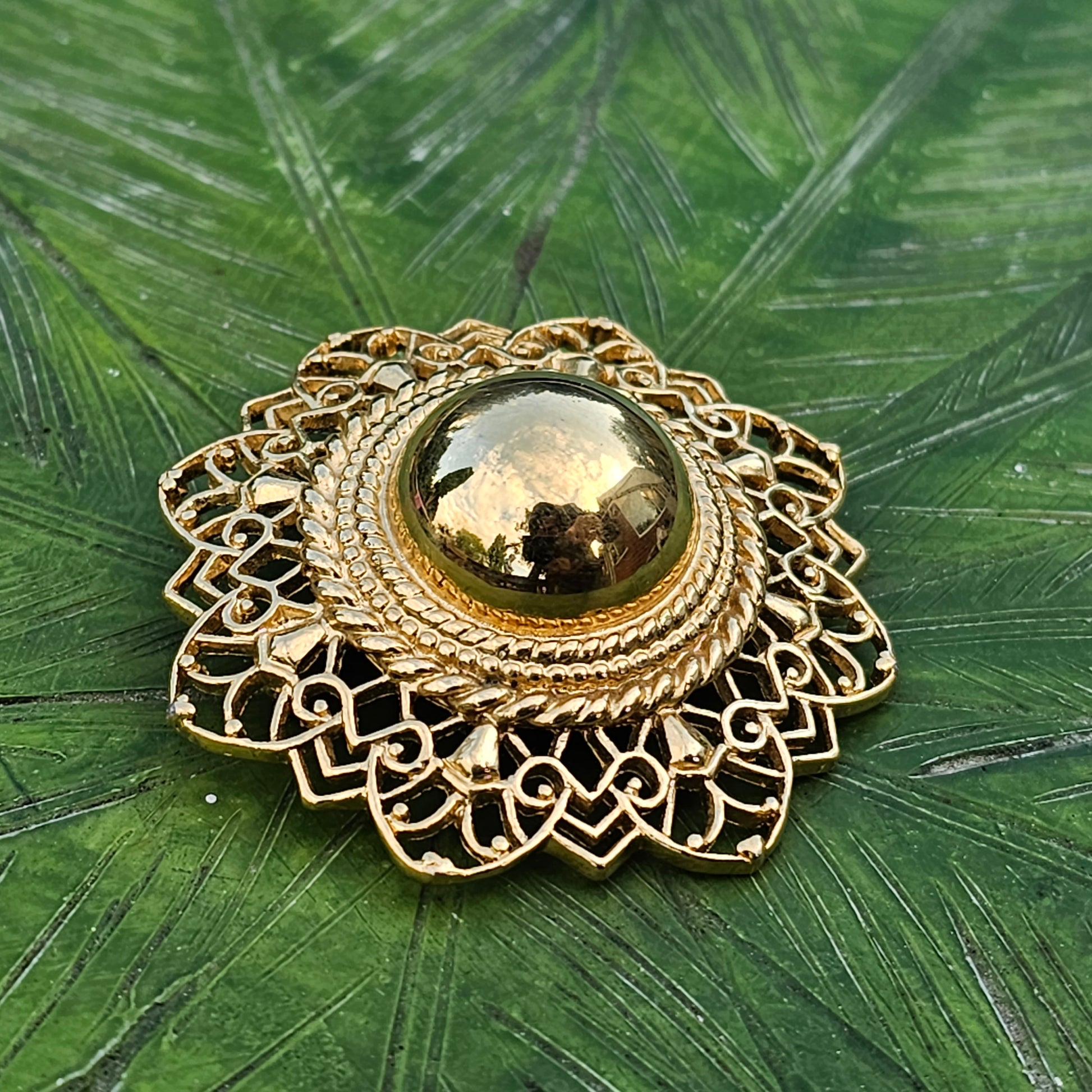 Trifari Brooch Gold Plated Vintage Jewellery Dome