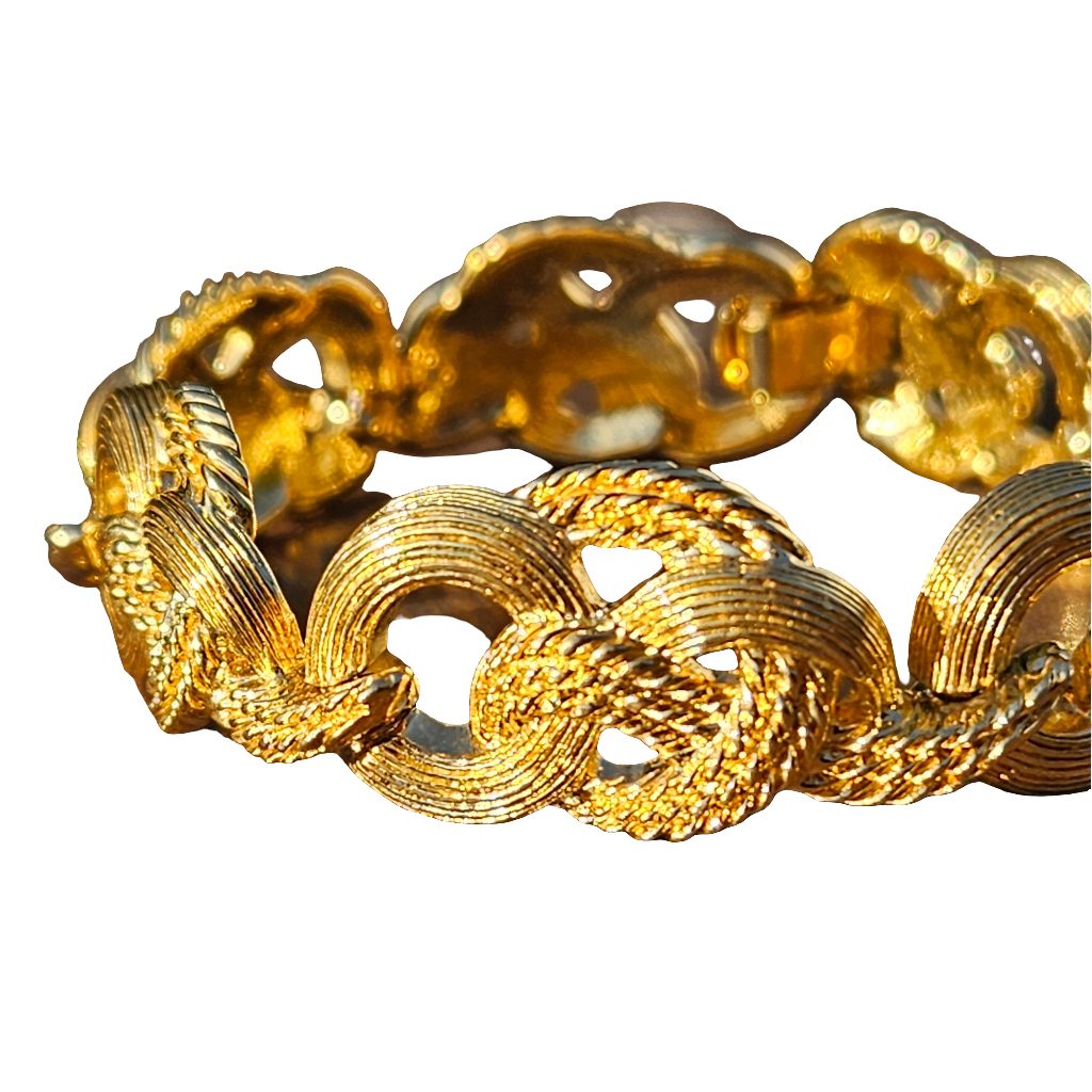 Amazing Vintage Gold Tone Bracelet Knot Rope Retro 80s Jewellery